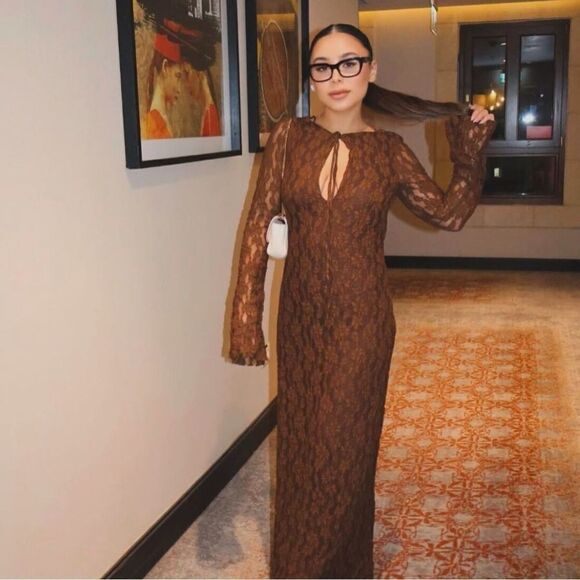 ZARA BOHO LONG LACE DRESS - Picture 7 of 16